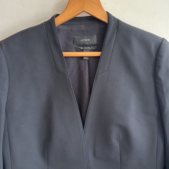 J. Crew wool Collarless Blazer Jacket in Italian Stretch Black Sz 10 Style E4776 - Picture 5 of 7